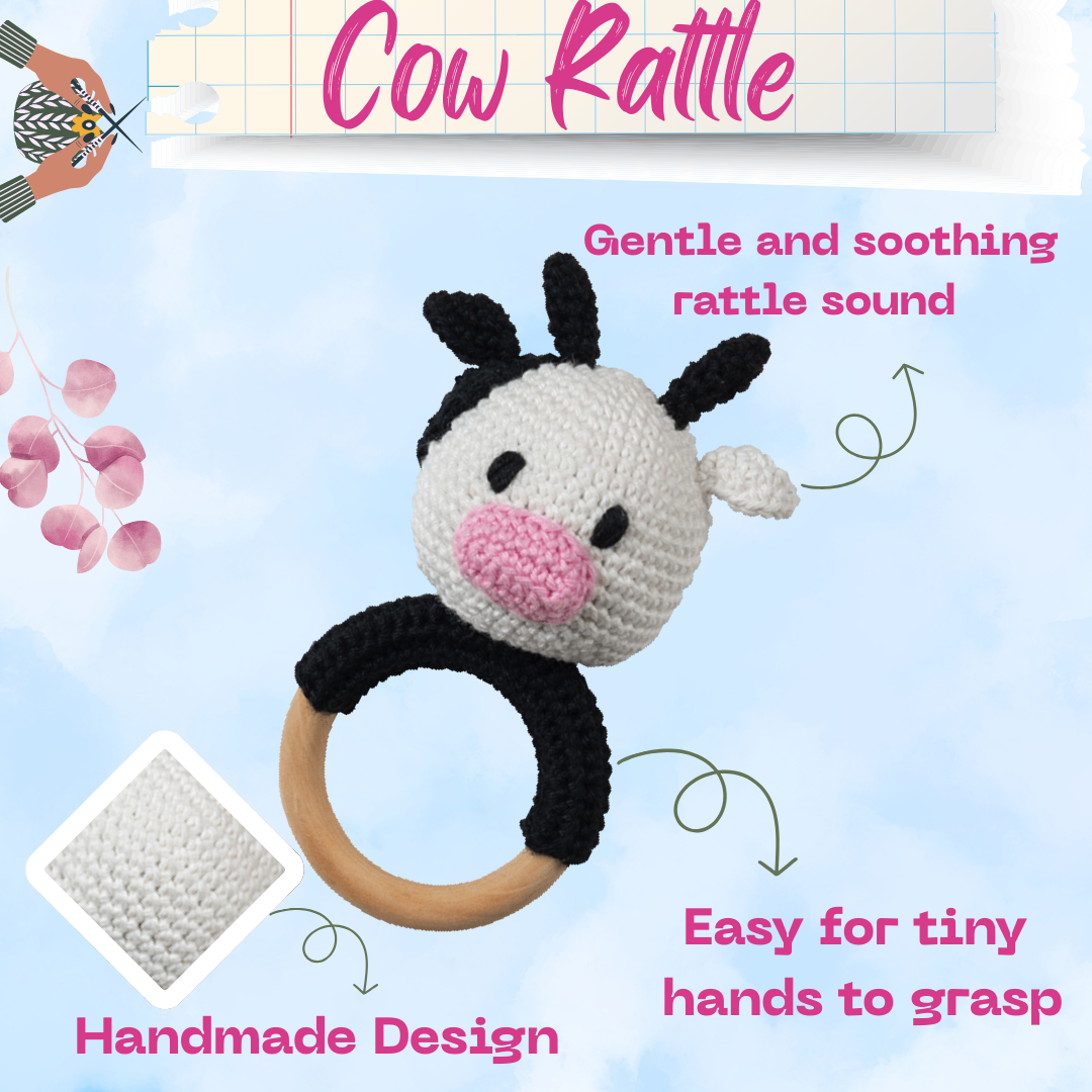 Handmade Crochet Cow Rattle