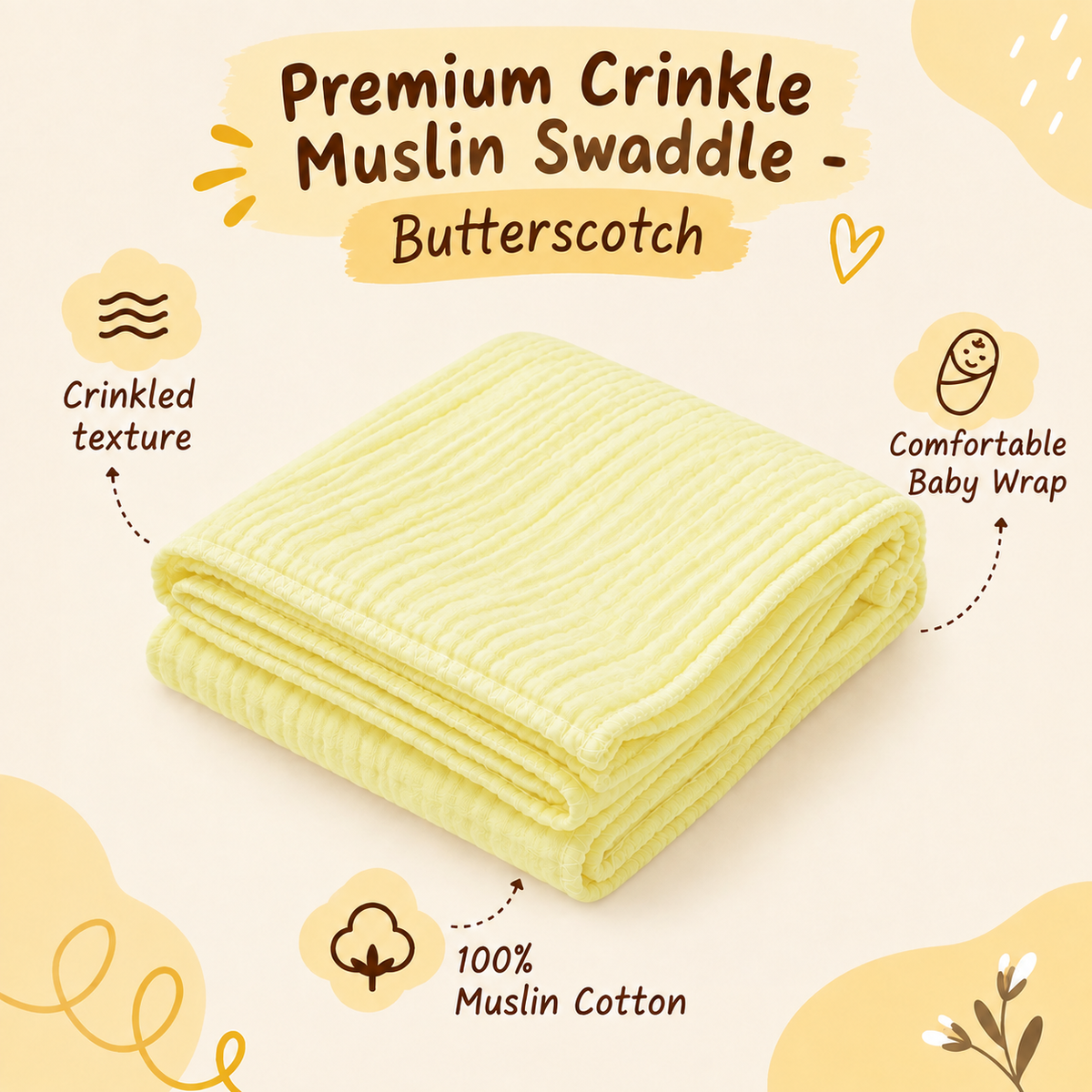 Premium Crinkled Muslin Swaddle