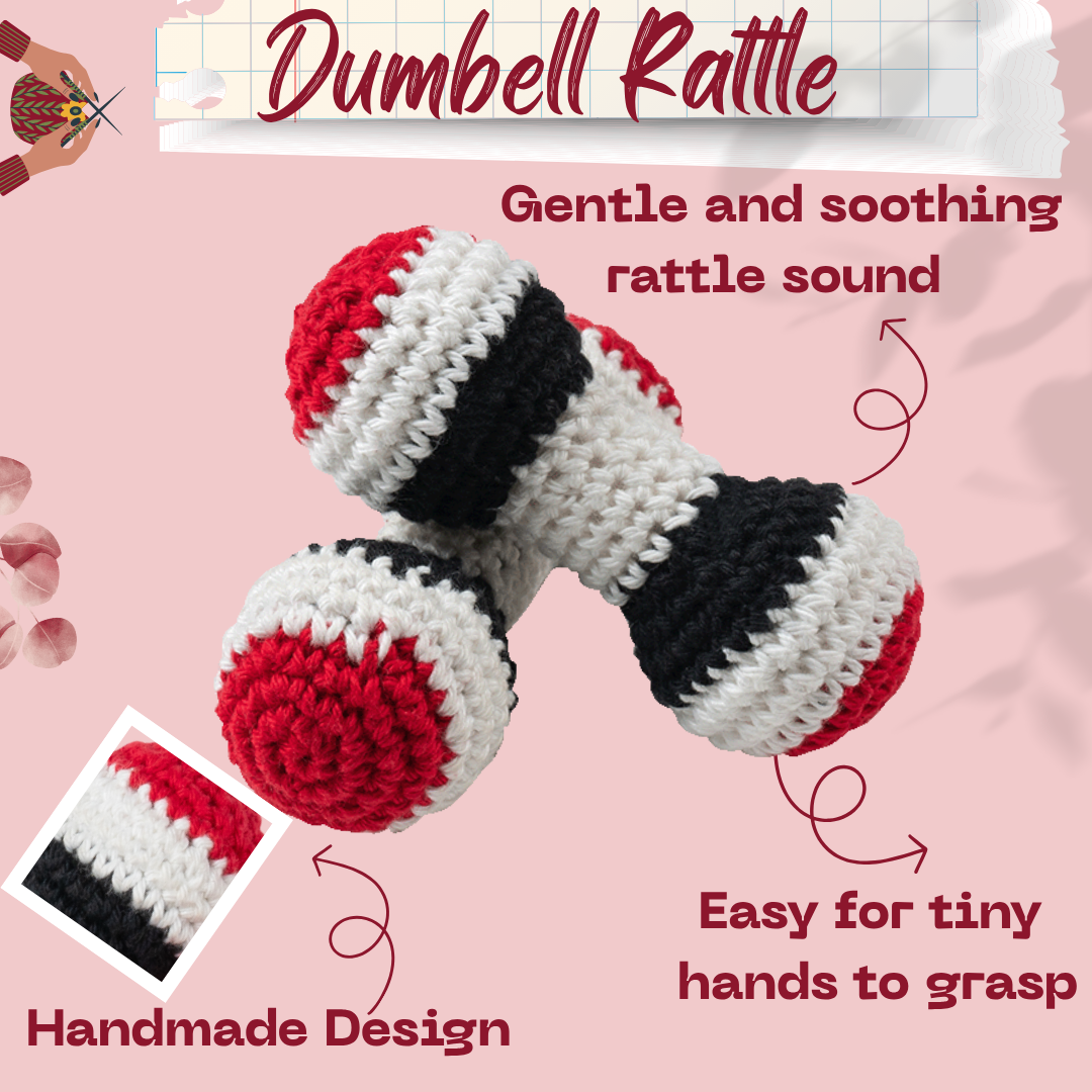 Handmade Crochet Dumbell Rattle