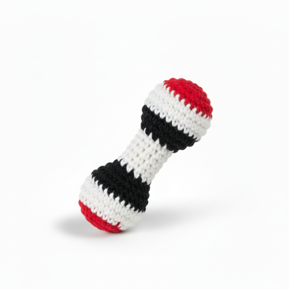 Handmade Crochet Dumbell Rattle