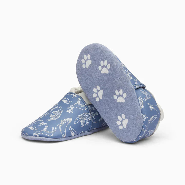Animals Leather Baby Shoe - Dark Blue