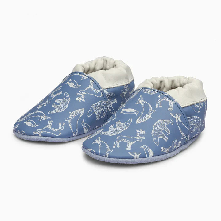 Animals Leather Baby Shoe - Dark Blue