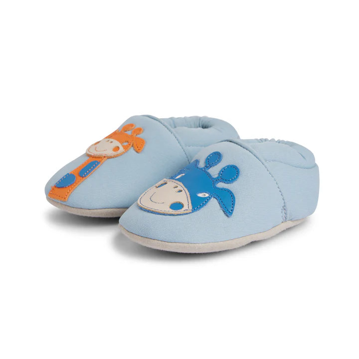 Baby Giraffe Cotton Baby Shoe - Light Blue
