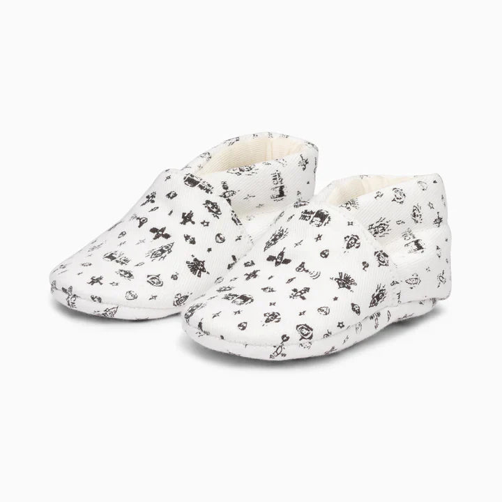 Galactic Cotton Baby Shoe - White