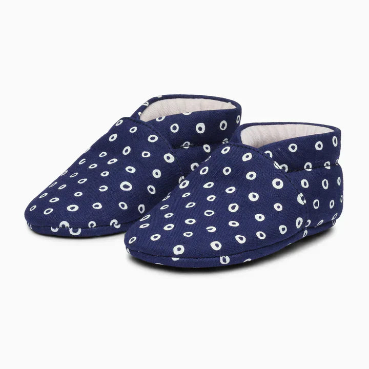 Rings Cotton Baby Shoe - Dark Blue