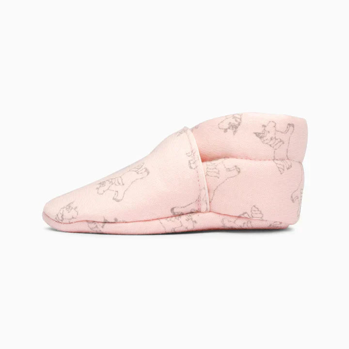 Unicorn Cotton Baby Shoe - Grey and Light Pink