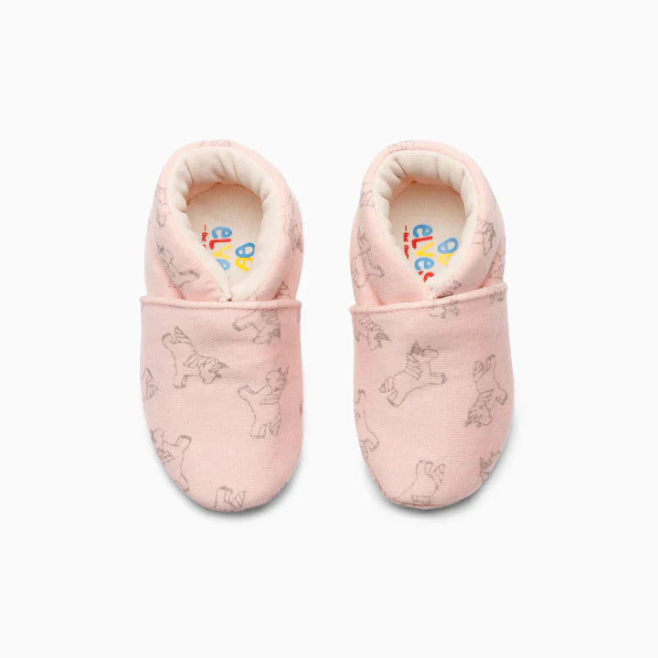 Unicorn Cotton Baby Shoe - Grey and Light Pink