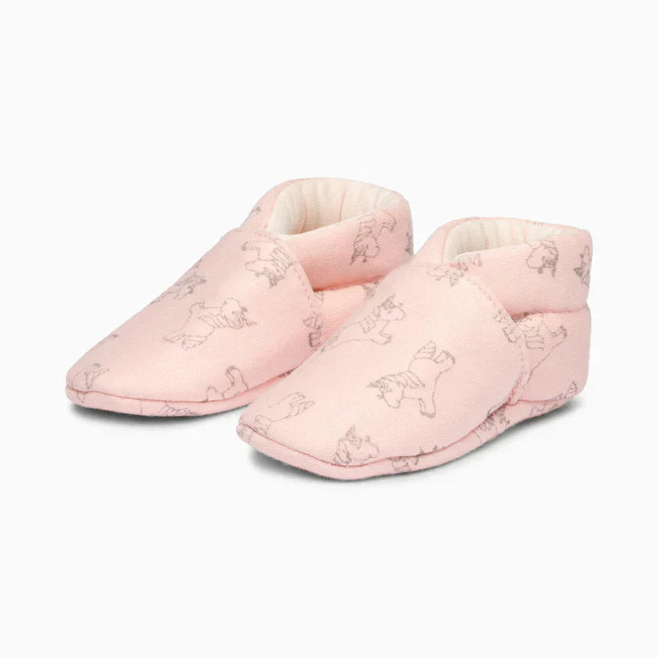 Unicorn Cotton Baby Shoe - Grey and Light Pink