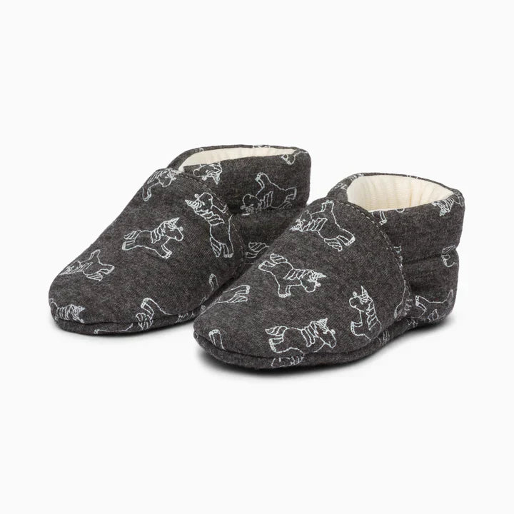 Unicorn Cotton Baby Shoe - Grey and Light Pink