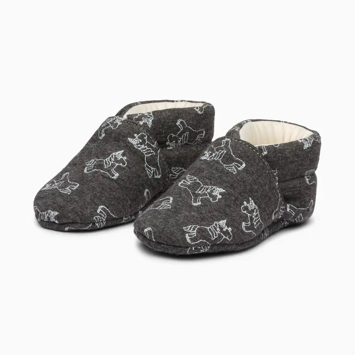 Unicorn Cotton Baby Shoe - Grey and Light Pink
