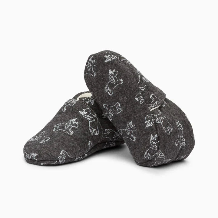 Unicorn Cotton Baby Shoe - Grey and Light Pink