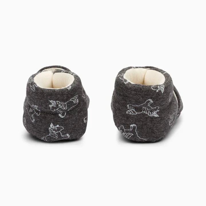 Unicorn Cotton Baby Shoe - Grey and Light Pink