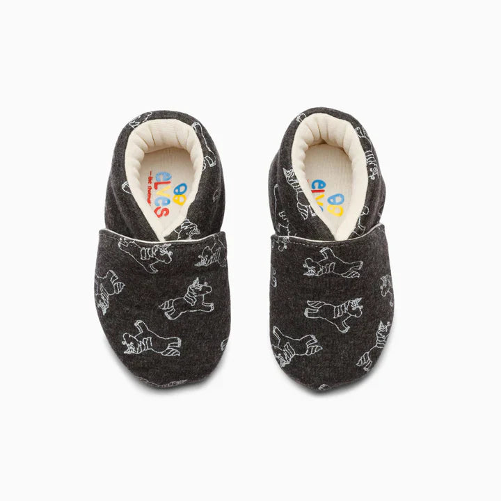 Unicorn Cotton Baby Shoe - Grey and Light Pink