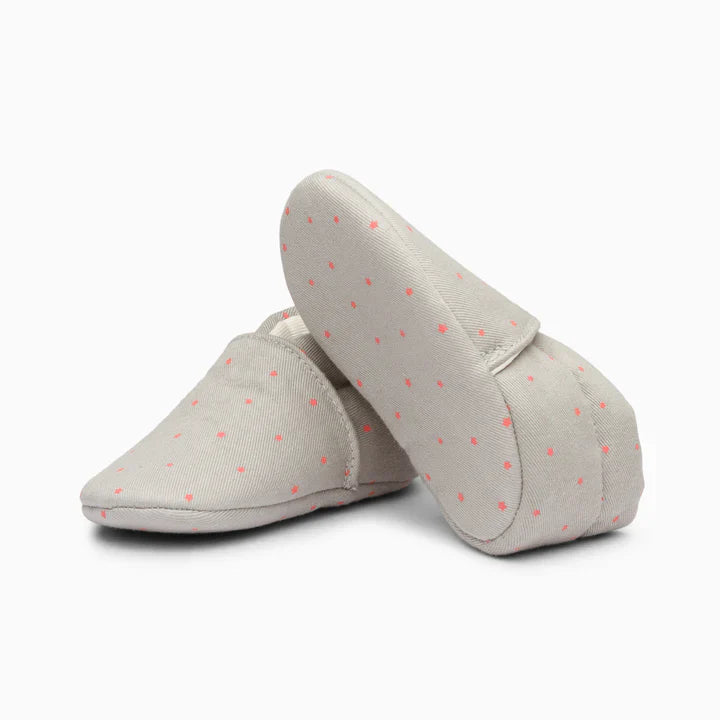 Stars Cotton Baby Shoe - White and Grey