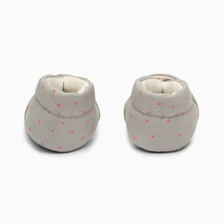 Stars Cotton Baby Shoe - White and Grey