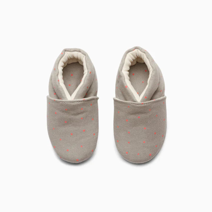 Stars Cotton Baby Shoe - White and Grey