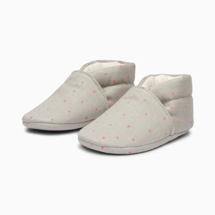 Stars Cotton Baby Shoe - White and Grey