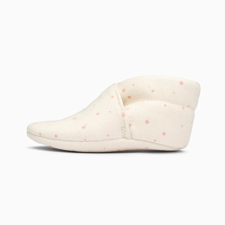 Stars Cotton Baby Shoe - White and Grey