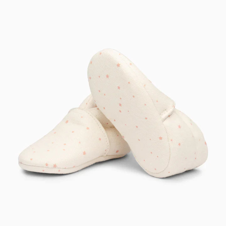 Stars Cotton Baby Shoe - White and Grey