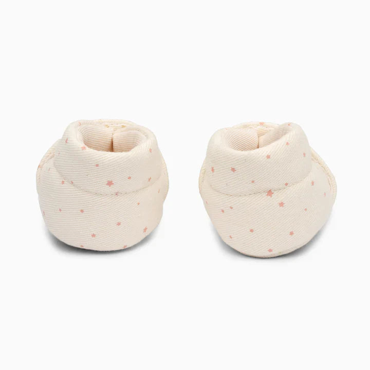Stars Cotton Baby Shoe - White and Grey