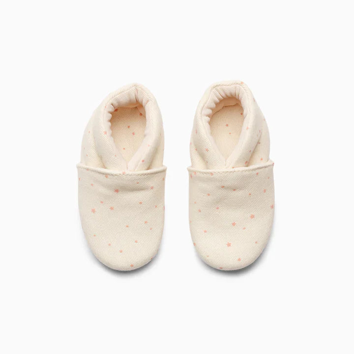 Stars Cotton Baby Shoe - White and Grey