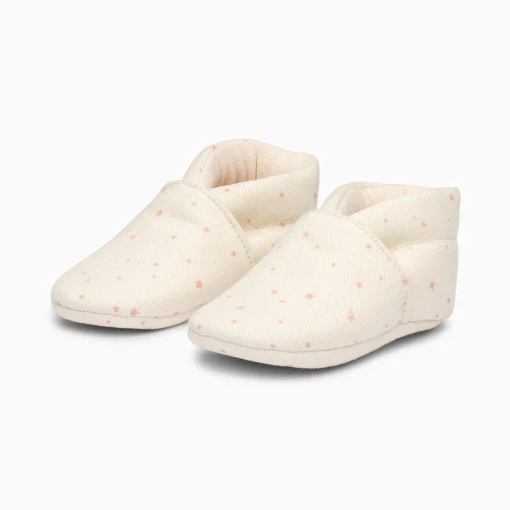 Stars Cotton Baby Shoe - White and Grey
