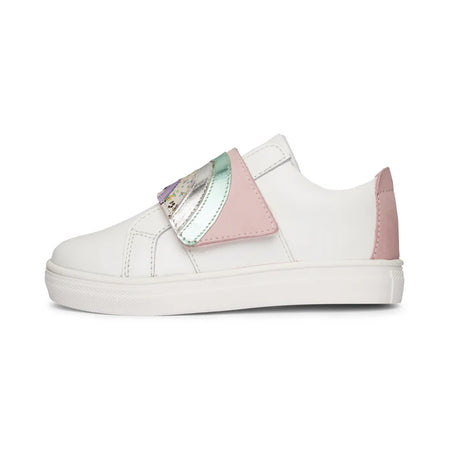 Glitter Kids Leather Sneakers - White and Pink
