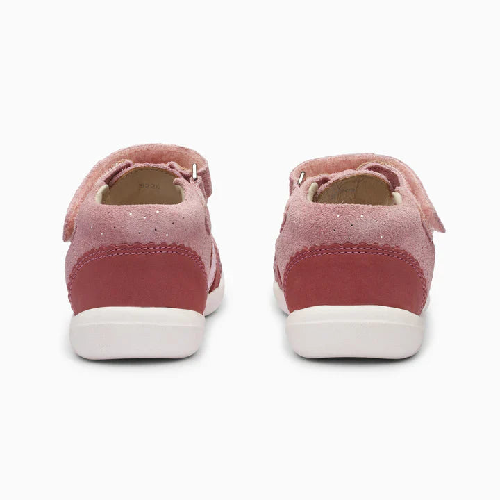 Single Strap Trio Kids Leather Sandals - Glitter Pink