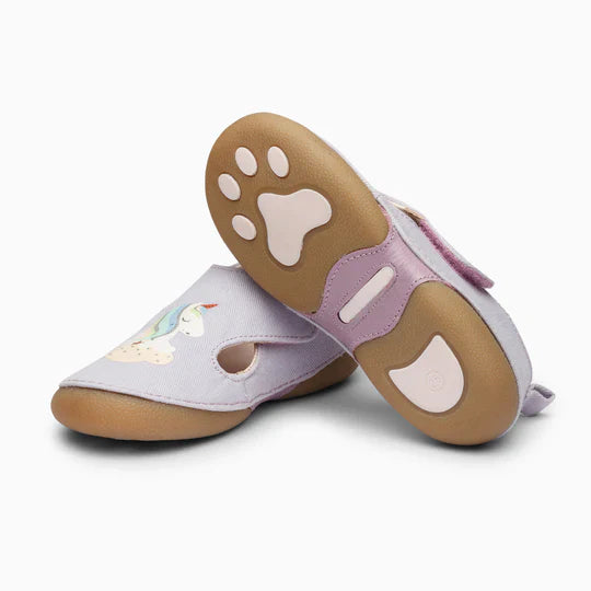 Unicorn Double Strap Kids Velcro Sandals - Lavender Purple