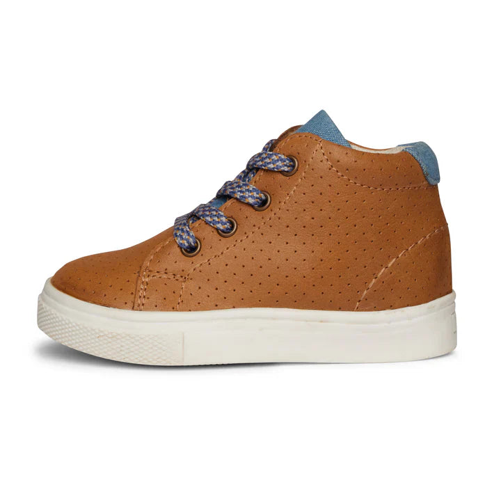 Leather Kids Sneakers - Tan Brown