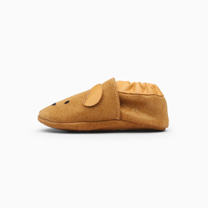Teddy Bear Leather Baby Shoe - Brown