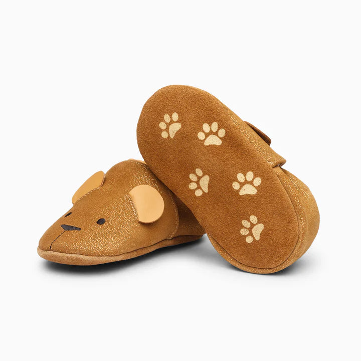 Teddy Bear Leather Baby Shoe - Brown