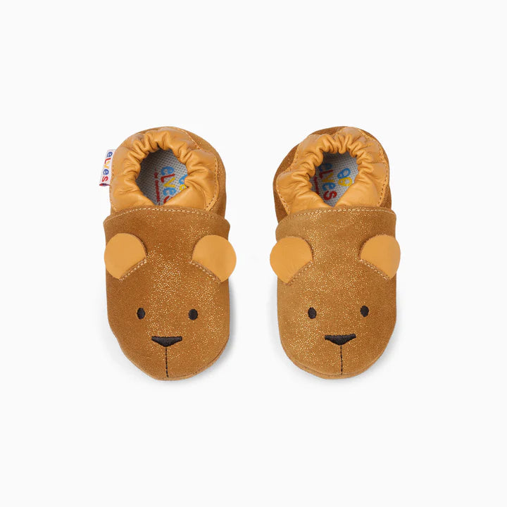 Teddy Bear Leather Baby Shoe - Brown