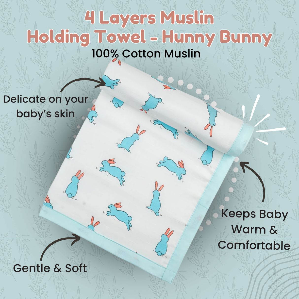 4 Layers Muslin Holding Towel - Hunny Bunny