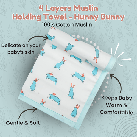 4 Layers Muslin Holding Towel - Hunny Bunny