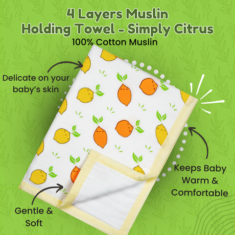 4 Layers Muslin Holding Towel - Simply Citrus