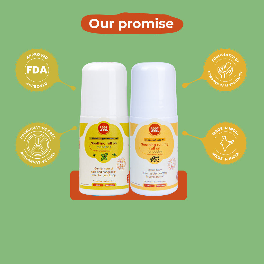 Instant Relief Combo for Babies - Colic relief tummy roll-on + Calm and comforting roll-on