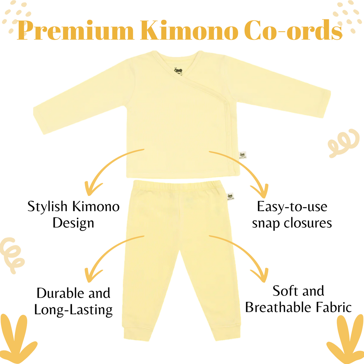 Premium Unisex Kimono Co-ords - Buttercup