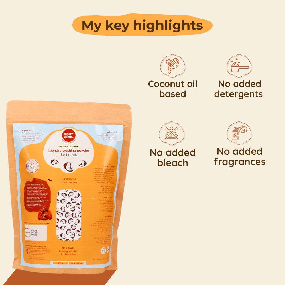 Natural Baby laundry washing powder (Coconut Oil based) - pack of 2