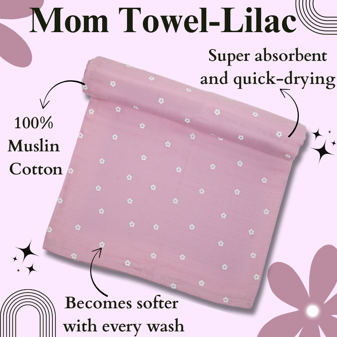 2 Layers Muslin Towel for Moms - Lilac Blooms