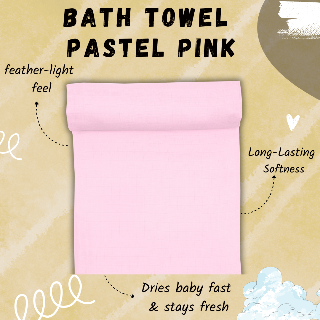 Muslin Baby Bath Towel - Pastel Pink