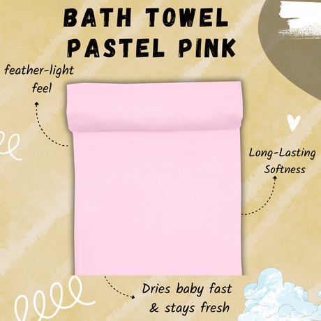 Muslin Baby Bath Towel - Pastel Pink