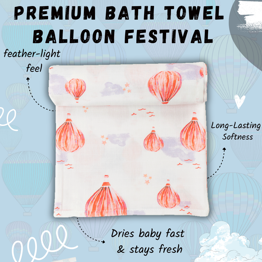 Premium Muslin Baby Bath Towel - Balloon Festival