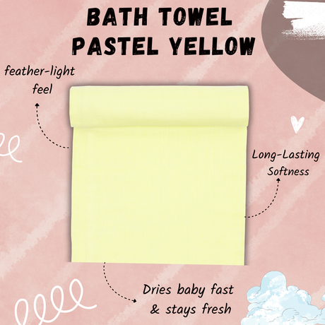 Muslin Baby Bath Towel - Pastel Yellow