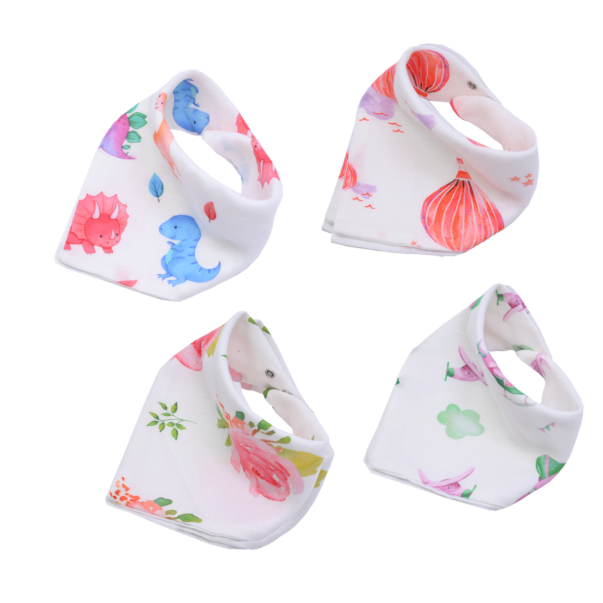 Premium Muslin Bib cum Wash Cloth  (2 layers) - Pack of 4 prints