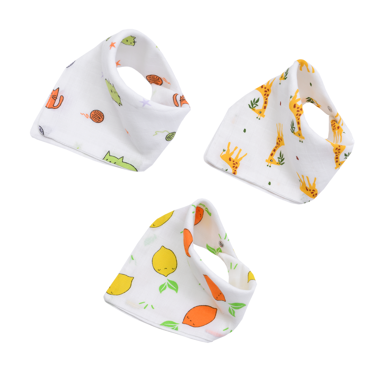 Muslin Bib cum Wash Cloth (2 layers) - Pack of 3 prints
