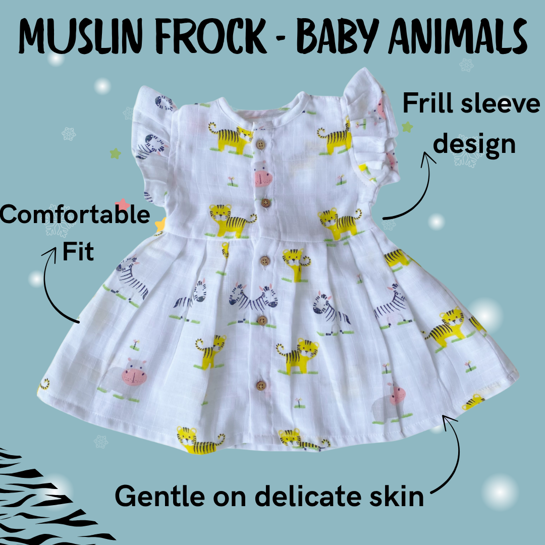 Muslin Frock - Baby Animals
