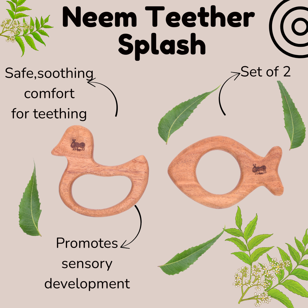 Neem Wood Teethers Duo - Splash