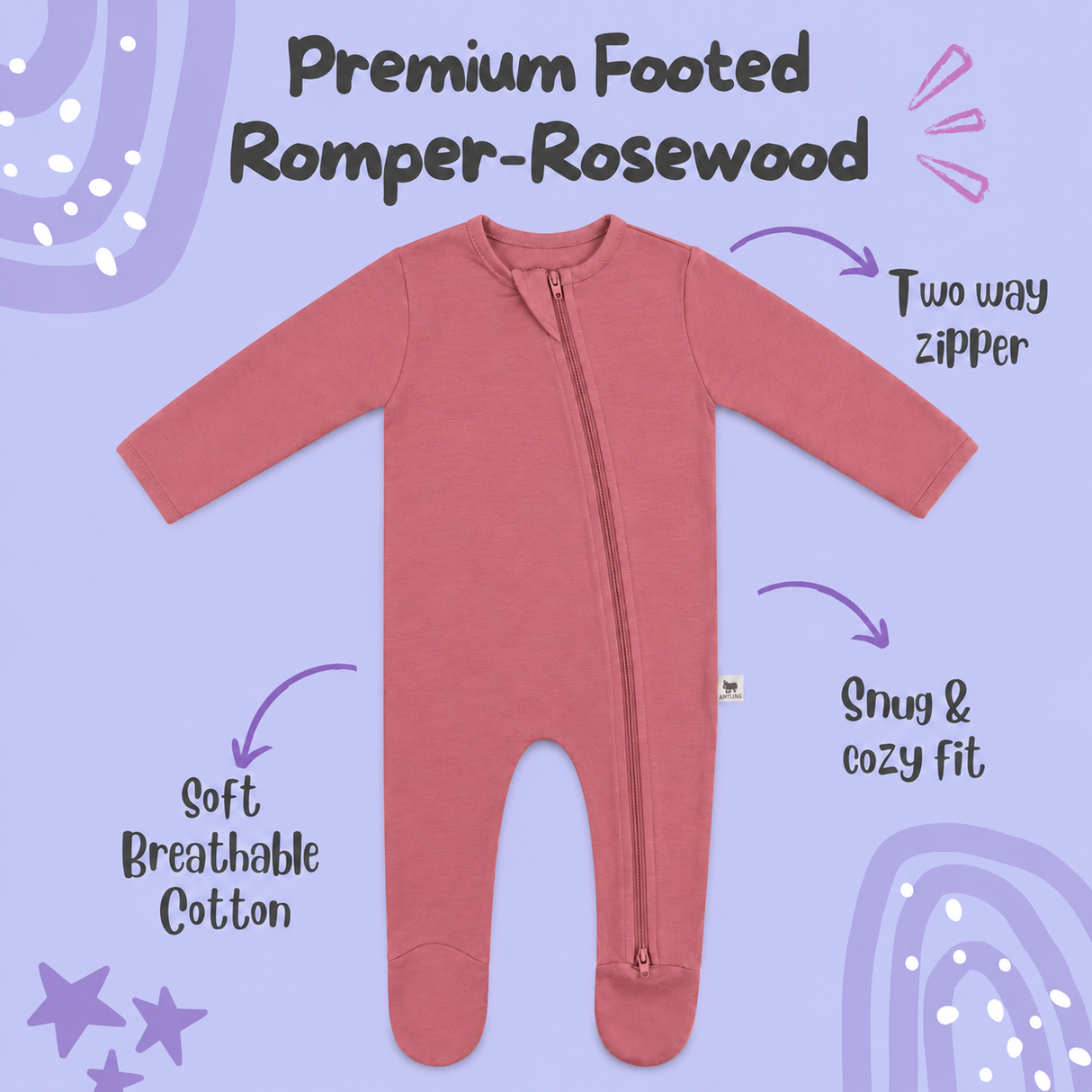 Premium Footed Rompers - Rosewood
