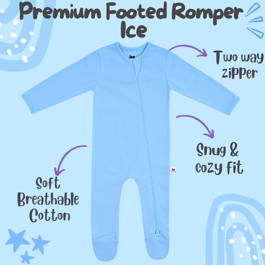 Premium Footed Rompers - Ice